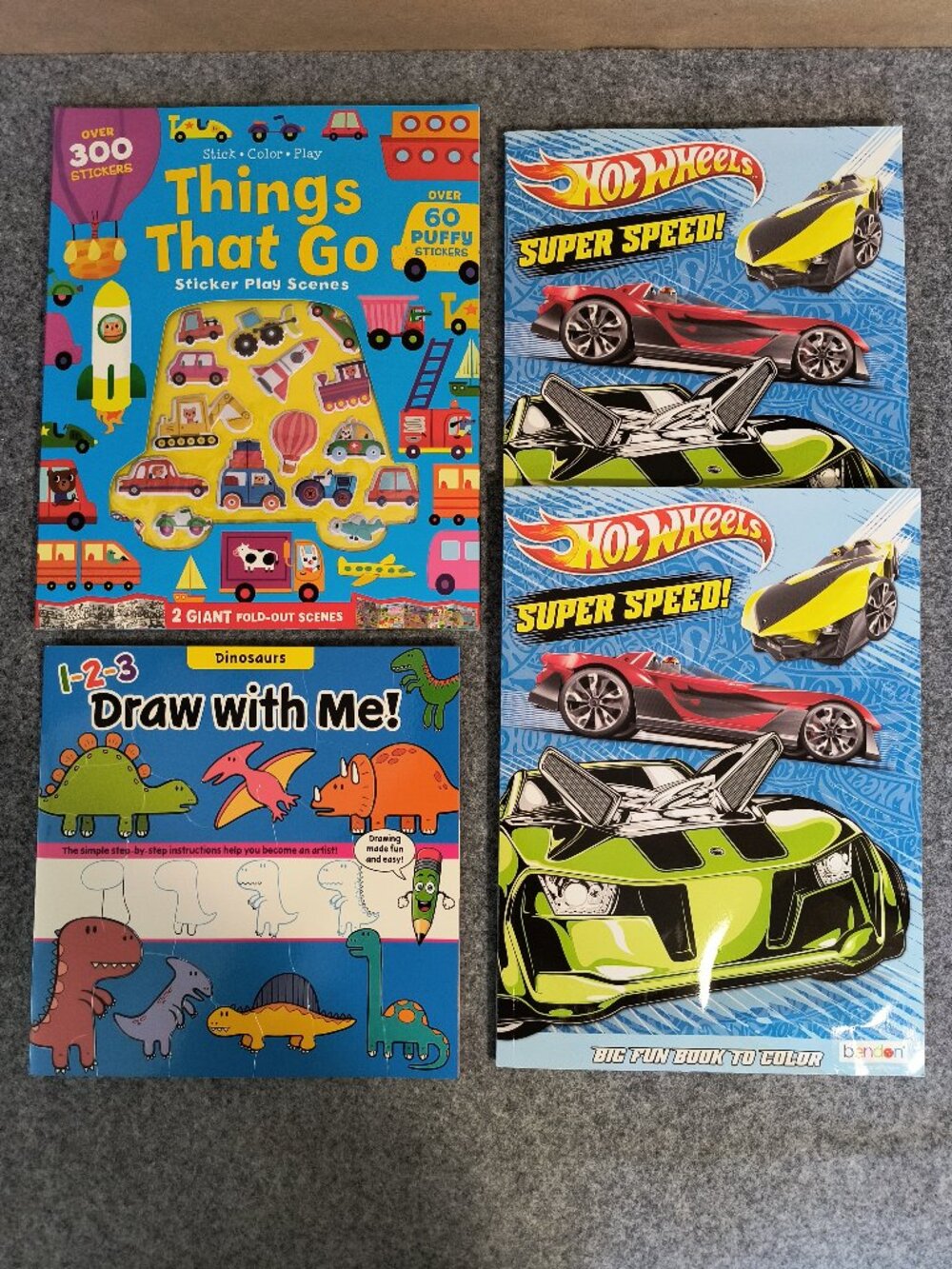 Hot Wheels Activity Book Lot Coloring Sticker Books Things That Go Dinosaurs
